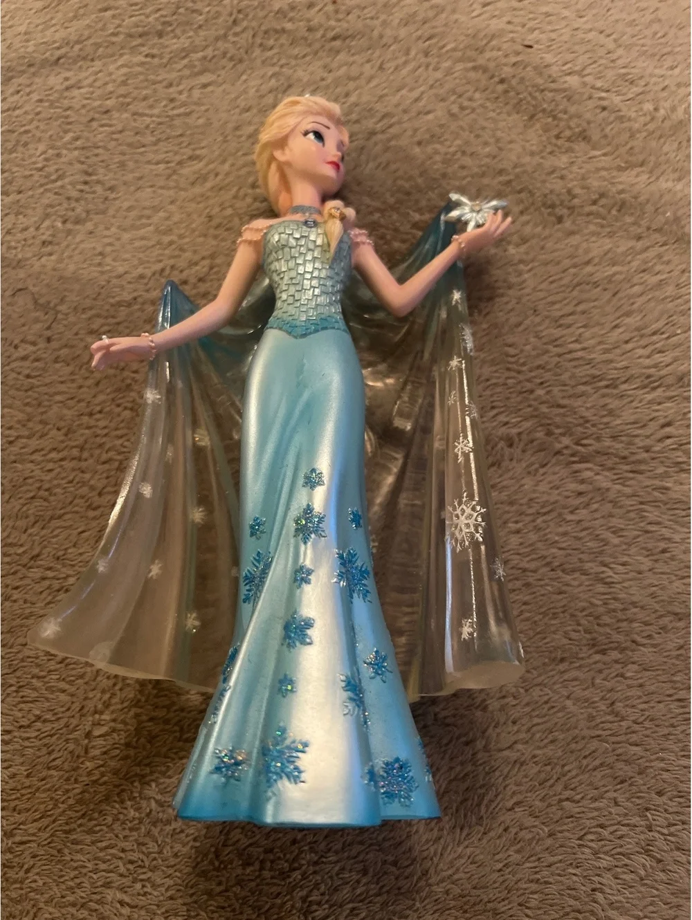 Disney Frozen Elsa Figurine with Snowflake Cape - Decorative Collectible